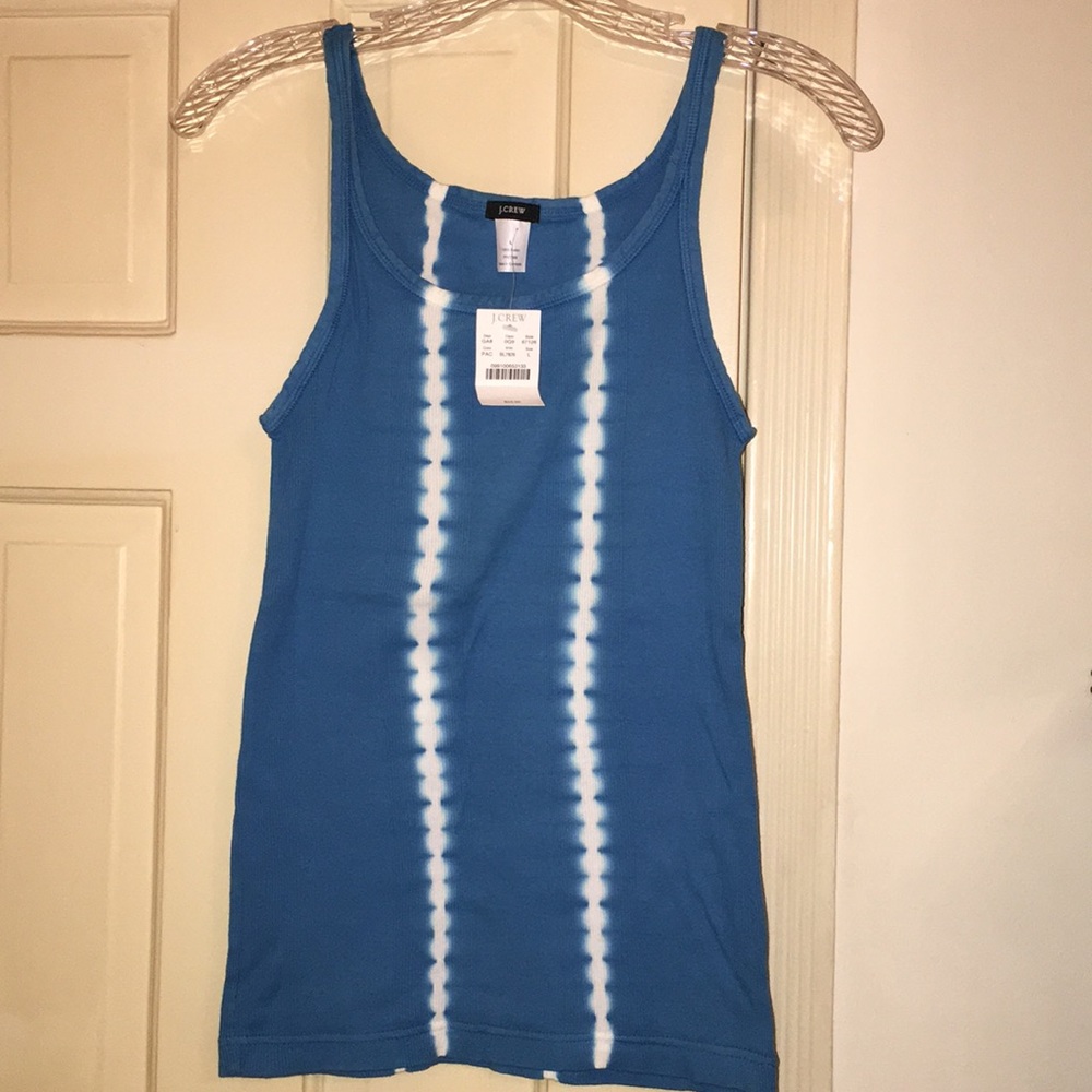Cornflower/aqua blue ribbed cotton tie-dye tank